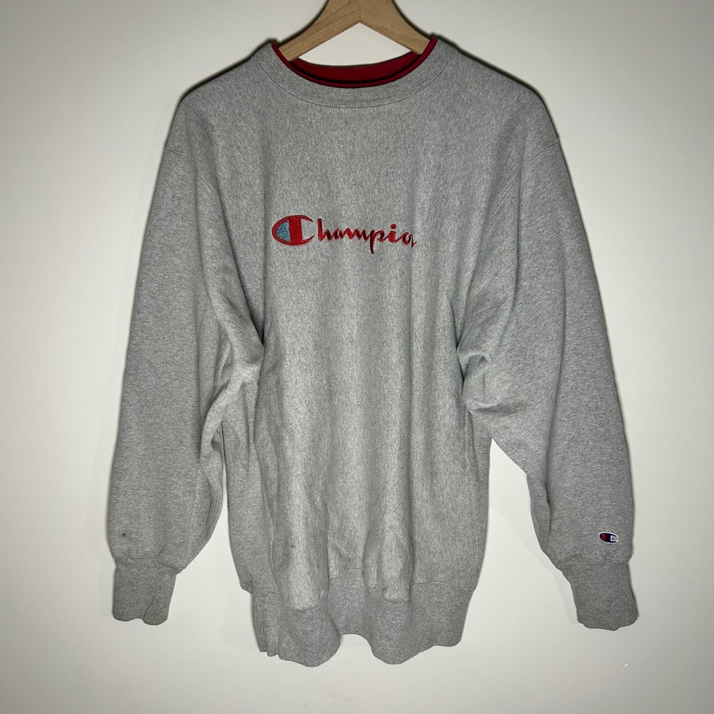 VTG Champion Reverse Weave Sweatshirt Men XXL Spellout Double Collar Made in USA
